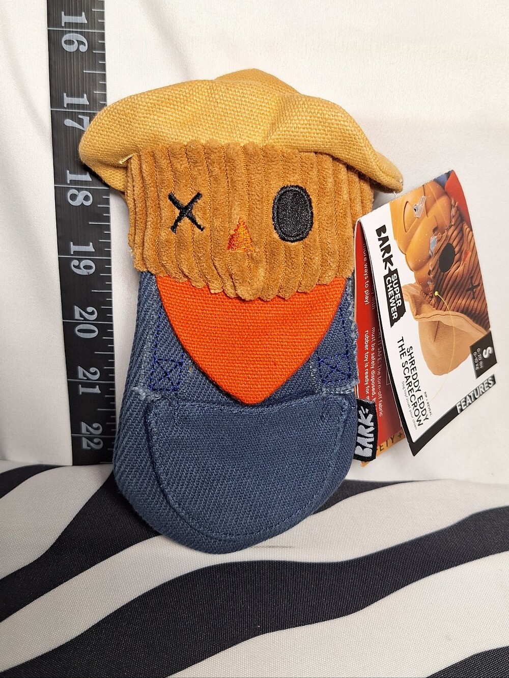 NWT Bark Super Chewer Shreddy Eddy The Scarecrow Dog Toy S